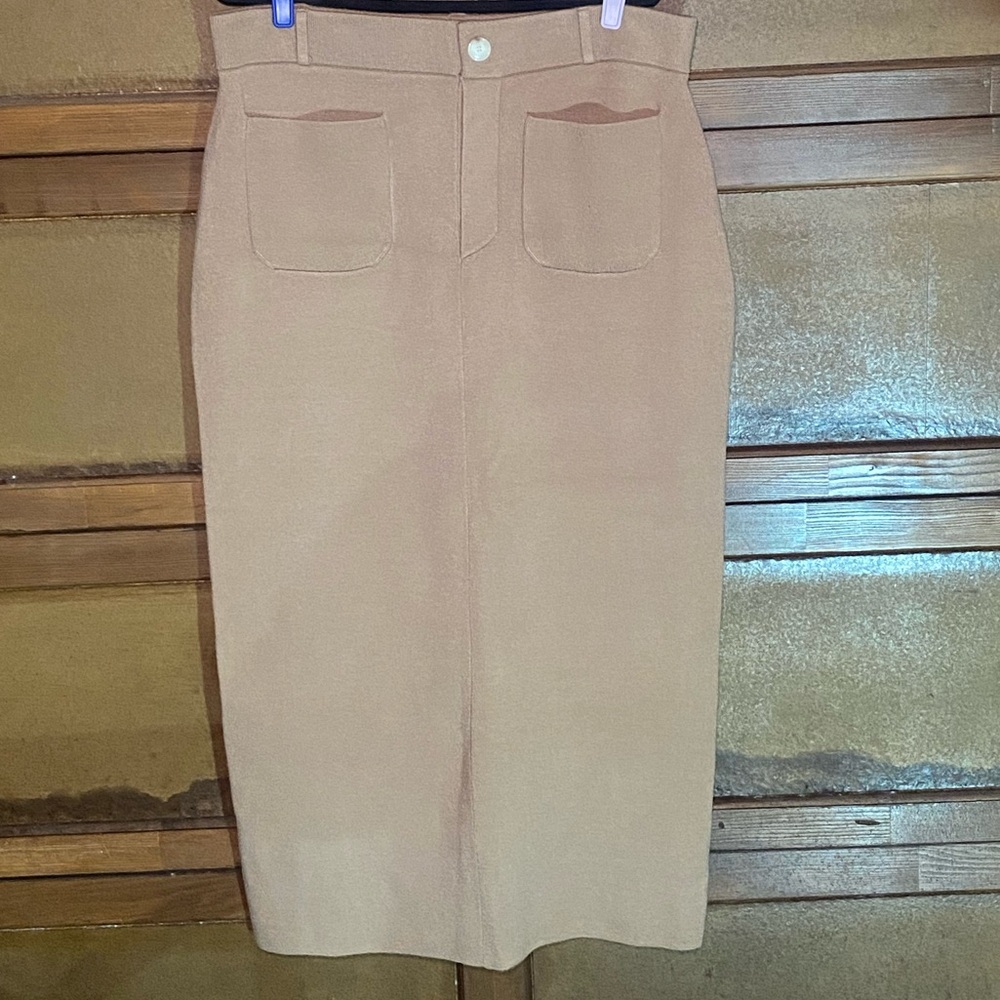 Maeve Colette Sweater Knit Tan Maxi Skirt